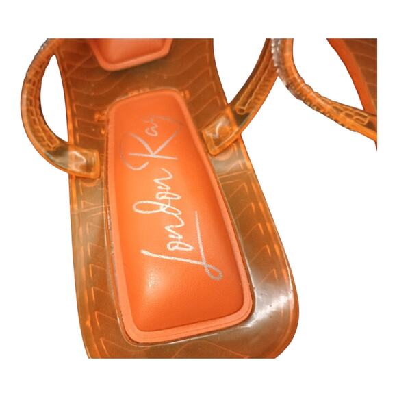 London Rag Orange Jelly Sandal Flip Flop Silver Gems Bowtie Women's Size 11 - Picture 4 of 10